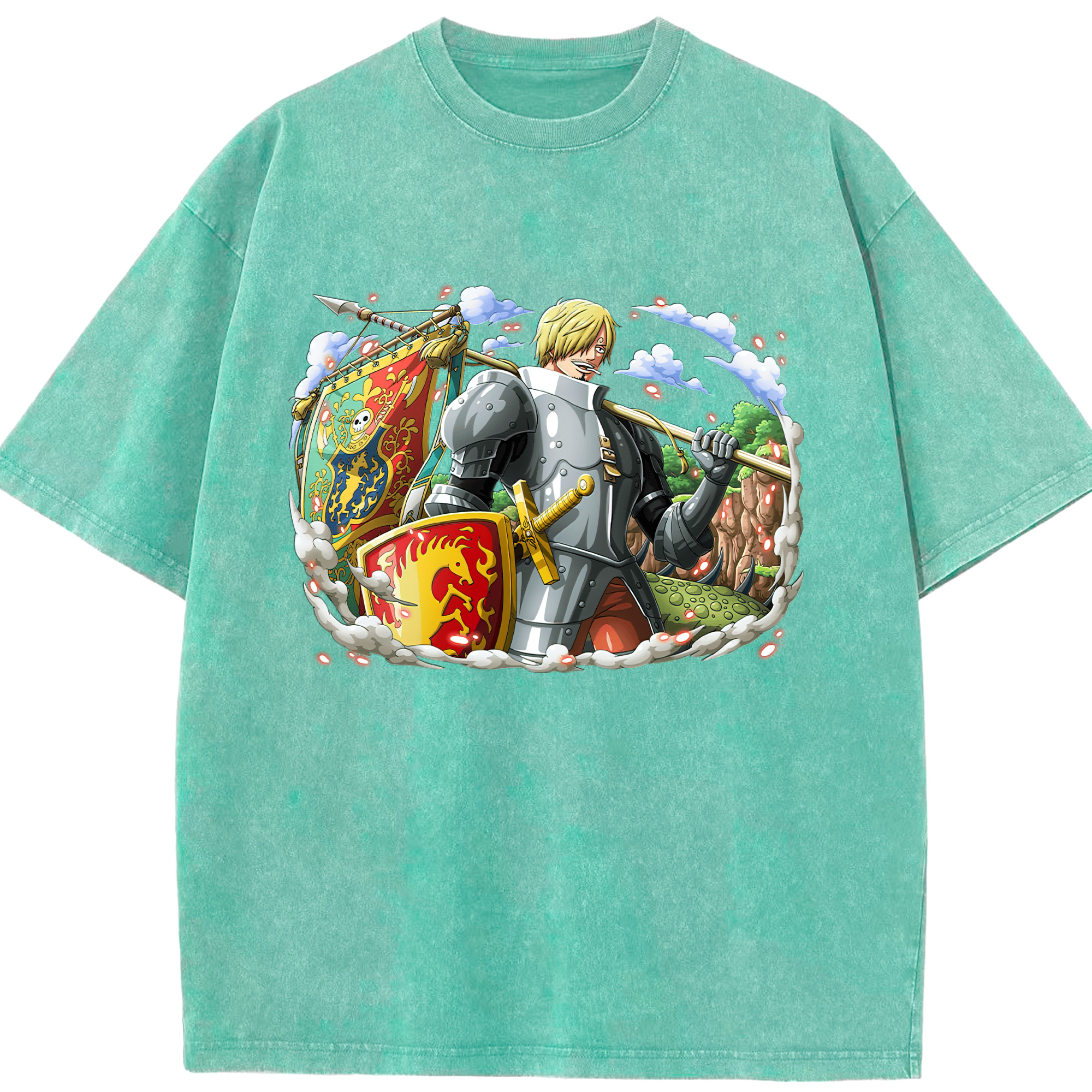 （画像用） ワンピース サンジ ONE PIECE Sanji 綿100% ヴィンテージ風 半袖Tシャツ（フロントプリント）